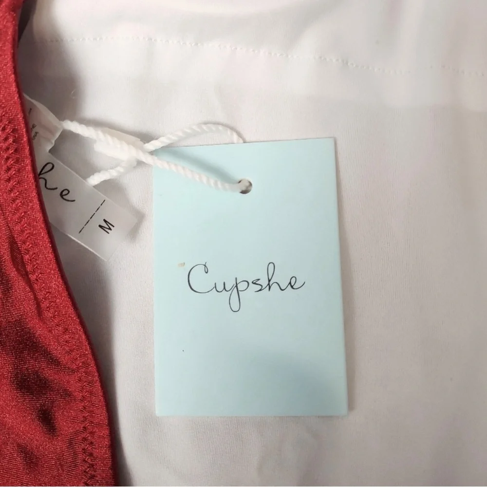 Cupshe Burgundy One Piece Swim Suit Women's M NWT - Picture 3 of 3